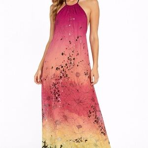 Rare 2000’s Victoria’s Secret Halter Maxi Dress Tropical Floral Ombre-